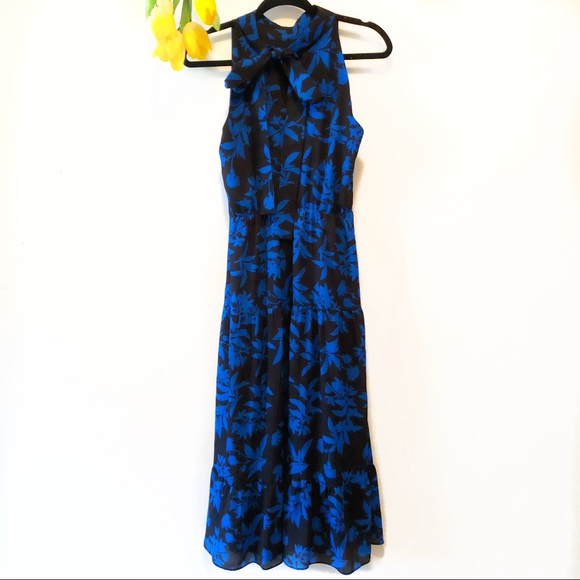 Sam Edelman Graphic Botanic Halter Blue Midi Dress - Picture 8 of 13
